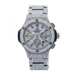 Men's Diamond Watch Hublot Big Bang 44mm White Dial W00998