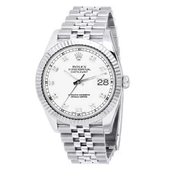 Men's Diamond Watch Rolex Datejust 41mm White Dial