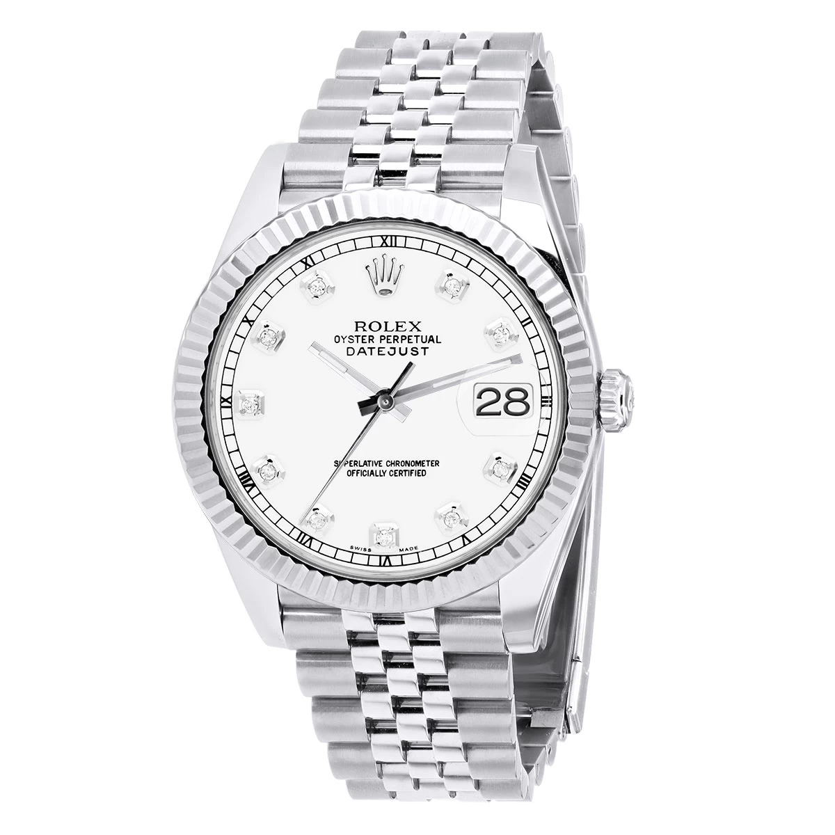 Men's Diamond Watch Rolex Datejust 41mm White Dial 3 Men's Diamond Watch Rolex Datejust 41mm White Dial