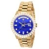 Men's Gold Watch Rolex Day-Date 36mm Blue Mother Of Pearl Dial President Bracelet Diamond 4ct Bezel