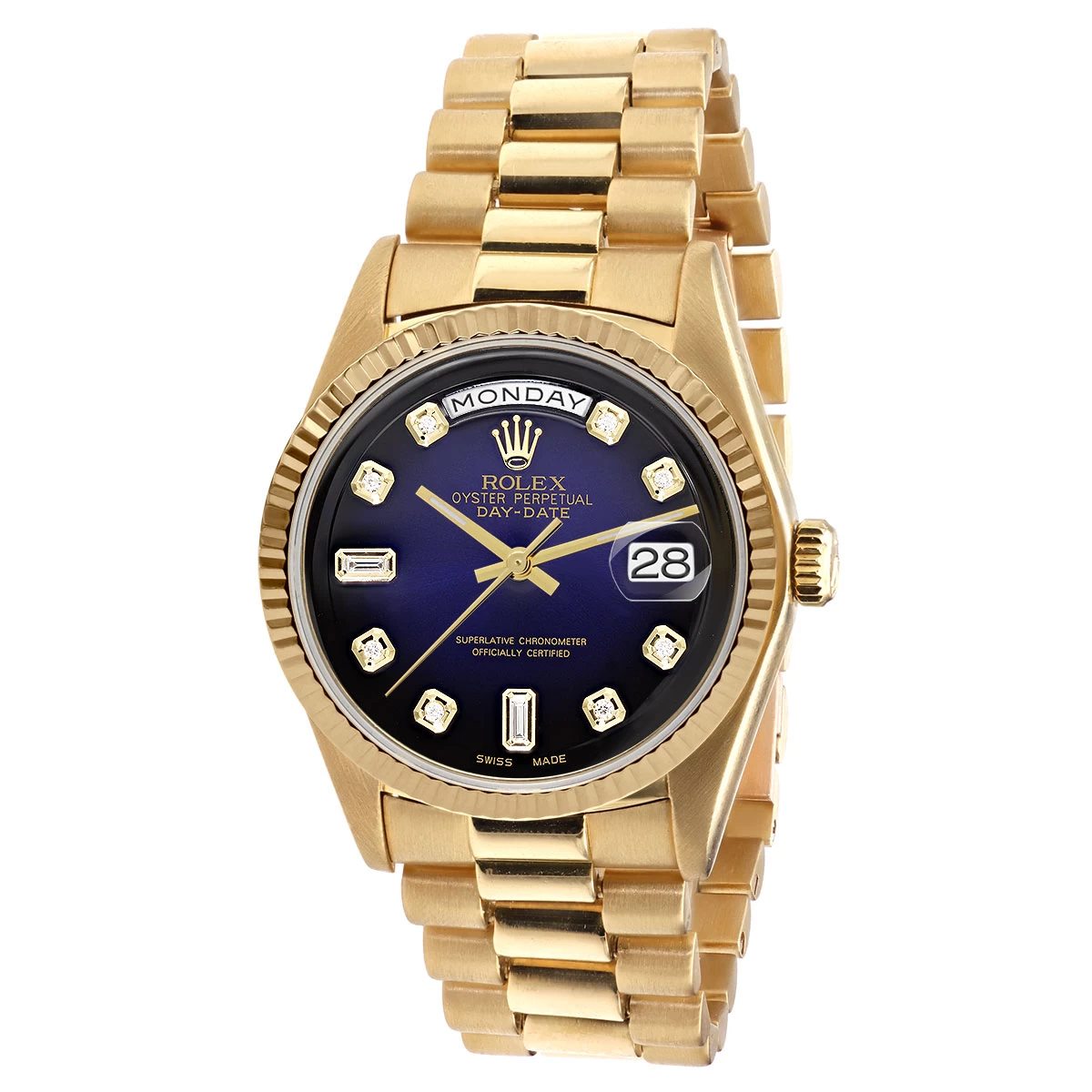 Men's Gold Watch Rolex Day-Date Diamond 36mm Dark Blue Dial President Bracelet 3 Men's Gold Watch Rolex Day-Date Diamond 36mm Dark Blue Dial President Bracelet