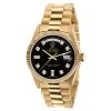 Men's Gold Watch Rolex Day-Date Diamond 36mm Pure Black Dial President Bracelet