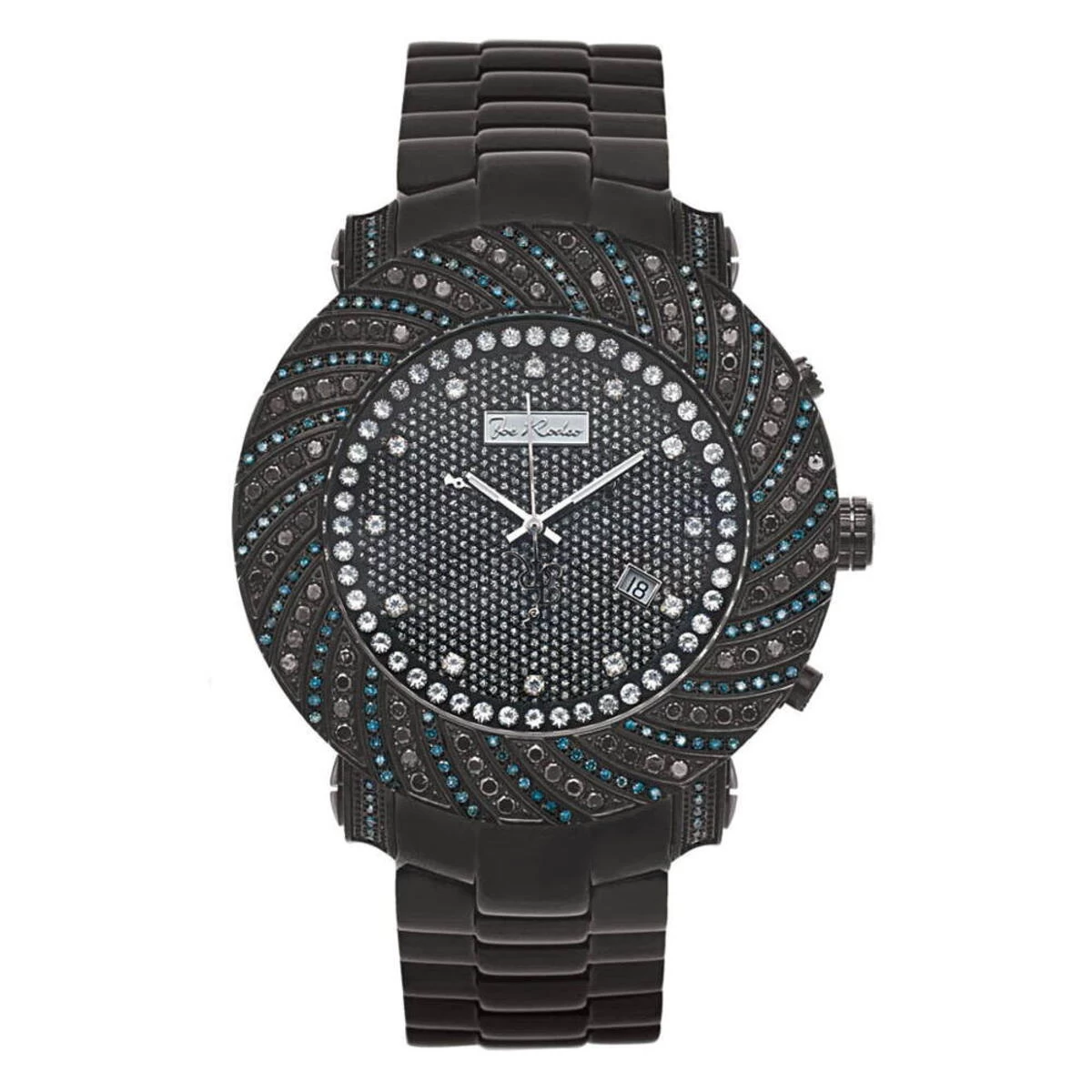 Men's Joe Rodeo Blue Black Diamond Watch 4.25ct 3 Men's Joe Rodeo Blue Black Diamond Watch 4.25ct