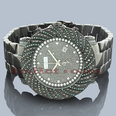 Men's Joe Rodeo Blue Black Diamond Watch 4.25ct 4 Men's Joe Rodeo Blue Black Diamond Watch 4.25ct - Image 2