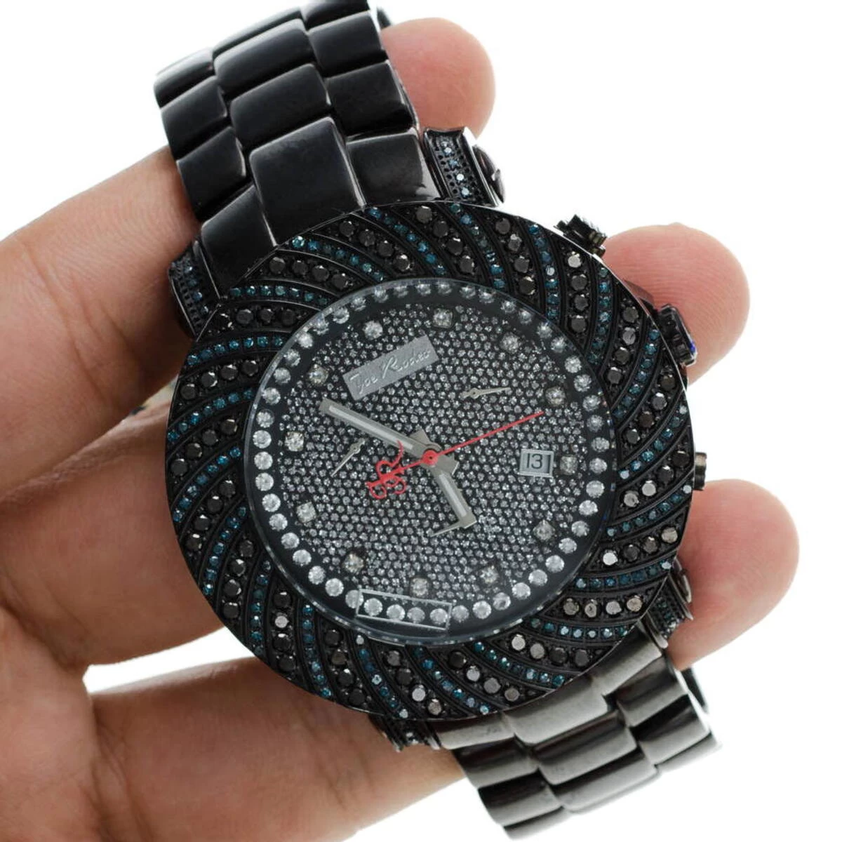 Men's Joe Rodeo Blue Black Diamond Watch 4.25ct 10 Men's Joe Rodeo Blue Black Diamond Watch 4.25ct - Image 8