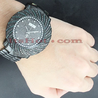 Men's Joe Rodeo Blue Black Diamond Watch 4.25ct 6 Men's Joe Rodeo Blue Black Diamond Watch 4.25ct - Image 4