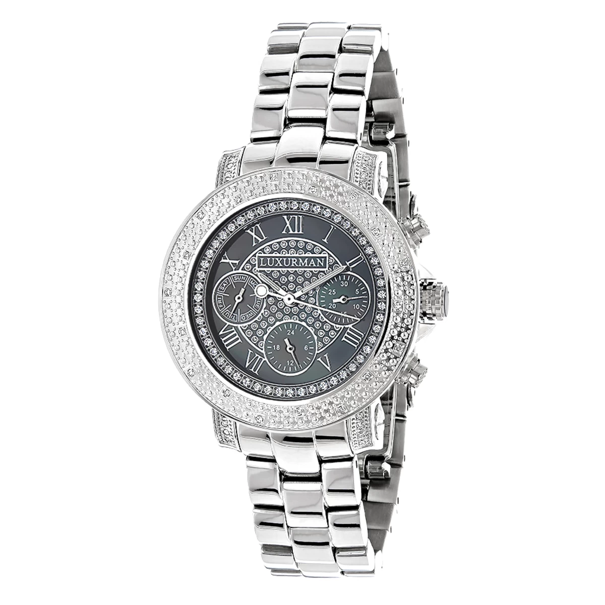 Ladies Diamond Watches By Luxurman 0.3ct Black MOP Montana 3 Ladies Diamond Watches By Luxurman 0.3ct Black MOP Montana