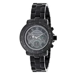 Unisex Diamond Luxurman Black Diamond Watch