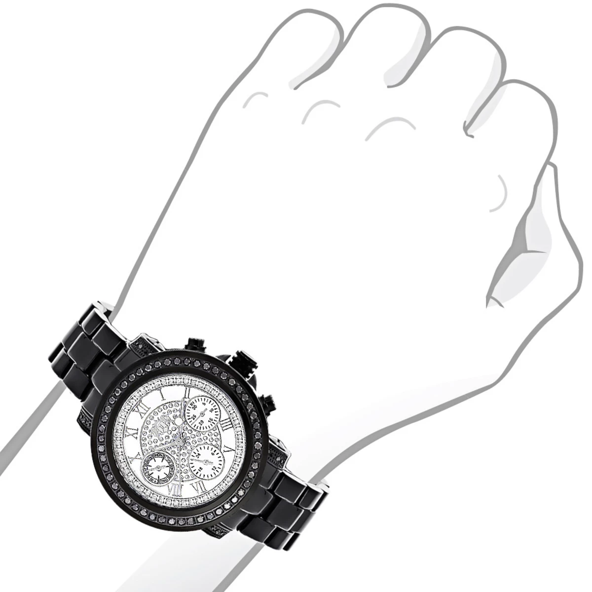 Luxurman Black Diamond White Dial Watch For Men And Women 5 Luxurman Black Diamond White Dial Watch For Men And Women - Image 3