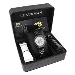 Luxurman Black Diamond White Dial Watch For Men And Women 10 Luxurman Black Diamond White Dial Watch For Men And Women -Fashion Accessories mens ladies diamond watches luxurman black diamond watch box