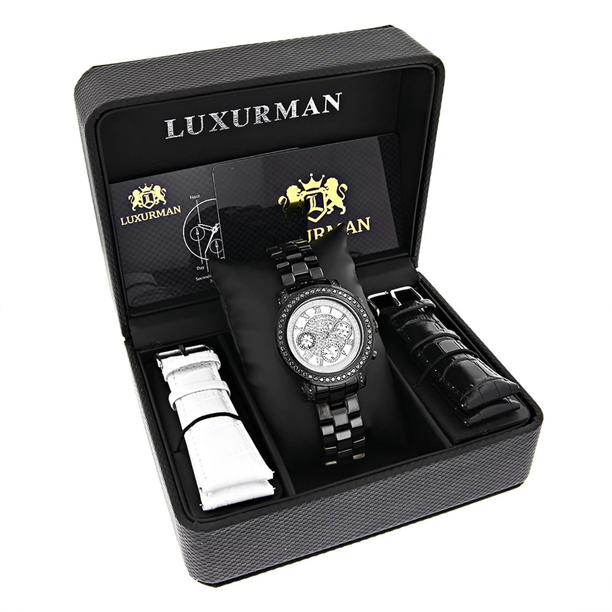 Luxurman Black Diamond White Dial Watch For Men And Women 6 Luxurman Black Diamond White Dial Watch For Men And Women - Image 4