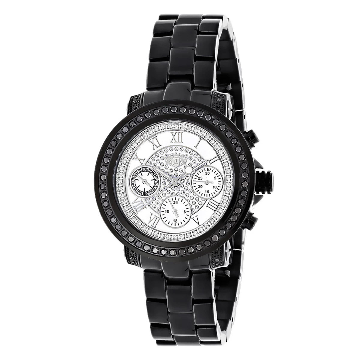 Luxurman Black Diamond White Dial Watch For Men And Women 3 Luxurman Black Diamond White Dial Watch For Men And Women