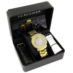 Men's Oversized Diamond Luxurman Watch 0.25ct 18k Yellow Gold Plated -Fashion Accessories mens oversized diamond luxurman watch 025ct yellow gold 4