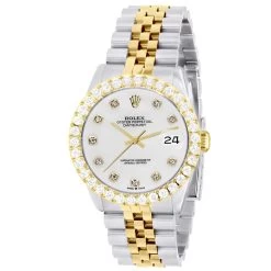 Men's Watch Rolex Datejust 36mm White Dial Jubilee Bracelet Diamond 4ct Bezel