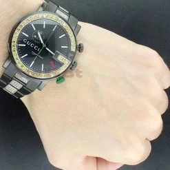 Black Men's Yellow Diamond Gucci G-Chrono Watch 6 Carats YA101331 8 Black Men's Yellow Diamond Gucci G-Chrono Watch 6 Carats YA101331 -Fashion Accessories mens yellow diamond watch gucci g chrono 600ct p 45220bod