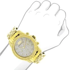 Men's Yellow Gold Tone Watch With Diamonds 0.50ct Luxurman -Fashion Accessories mens yellow gold tone watch with diamonds 050ct luxurman