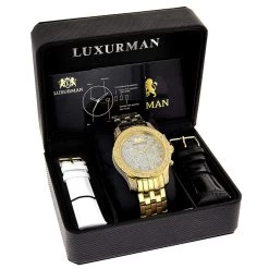 Men's Yellow Gold Tone Watch With Diamonds 0.50ct Luxurman -Fashion Accessories mens yellow gold tone watch with diamonds 050ct luxurman 4