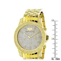Men's Yellow Gold Tone Watch With Diamonds 0.50ct Luxurman -Fashion Accessories mens yellow gold tone watch with diamonds 050ct luxurman ruler