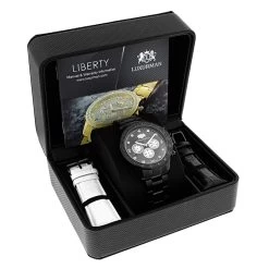 Midsize Men's Black Diamond Watch By Luxurman 0.25ct -Fashion Accessories midsize mens black diamond watch by luxurman 025ct 4
