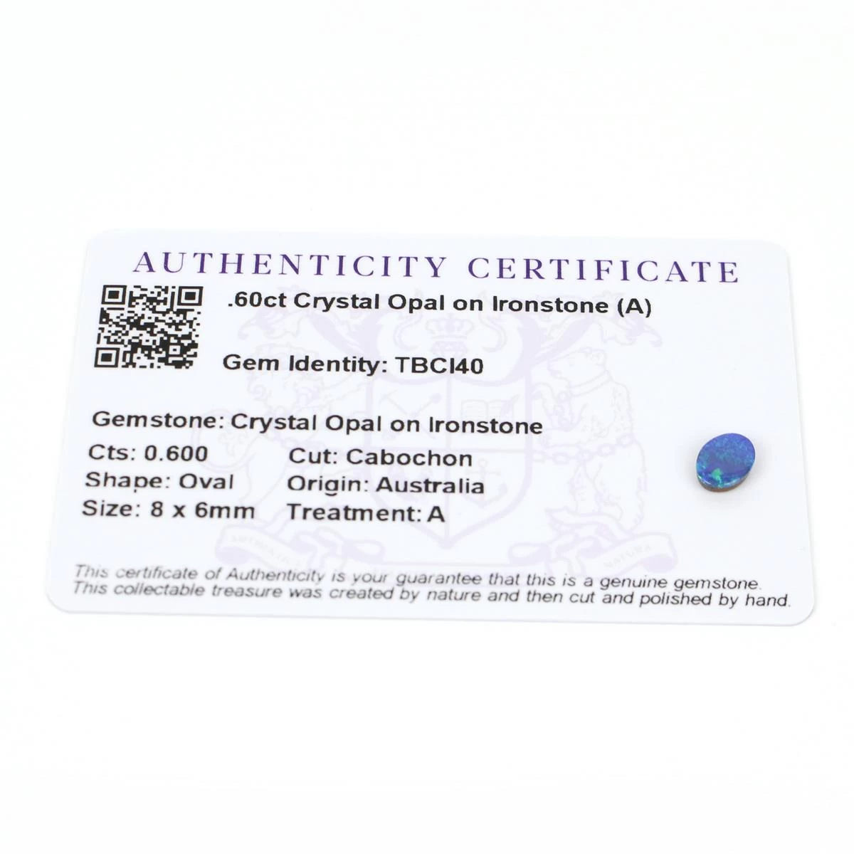 0.6cts Crystal Opal On Ironstone 8x6mm Oval 3 0.6cts Crystal Opal On Ironstone 8x6mm Oval