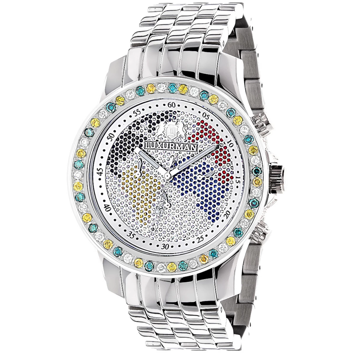 Multicolor Diamond Replacement Bezel For Men's Luxurman Raptor Watches 3.5ct 5 Multicolor Diamond Replacement Bezel For Men's Luxurman Raptor Watches 3.5ct - Image 3