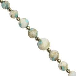 25cts Opal With Turquoise Smooth Round Approx 4 To 8mm 19cm Strand With Hematite And Plastic Spacers