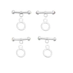 925 Sterling Silver Gemset Toggle Clasp Set With Arizona Blue Turquoise, Lavender Jade, White Onyx And Freshwater Pearl Approx 22x7.5mm To 16x11mm