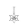 925 Sterling Silver Multi Gemstone Flower Pendant Mount (To Fit 5x4mm Oval Gemstones) Inc. 0.02cts White Zircon Brilliant Cut Round 1.50mm - 1Pcs -Fashion Accessories nrax06