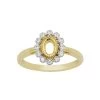 Gold Plated 925 Sterling Silver Oval Ring Mount (To Fit 6x4mm Gemstones) Inc. 0.18cts White Zircon Brilliant Cut Round 1.30mm- 1 Pcs
