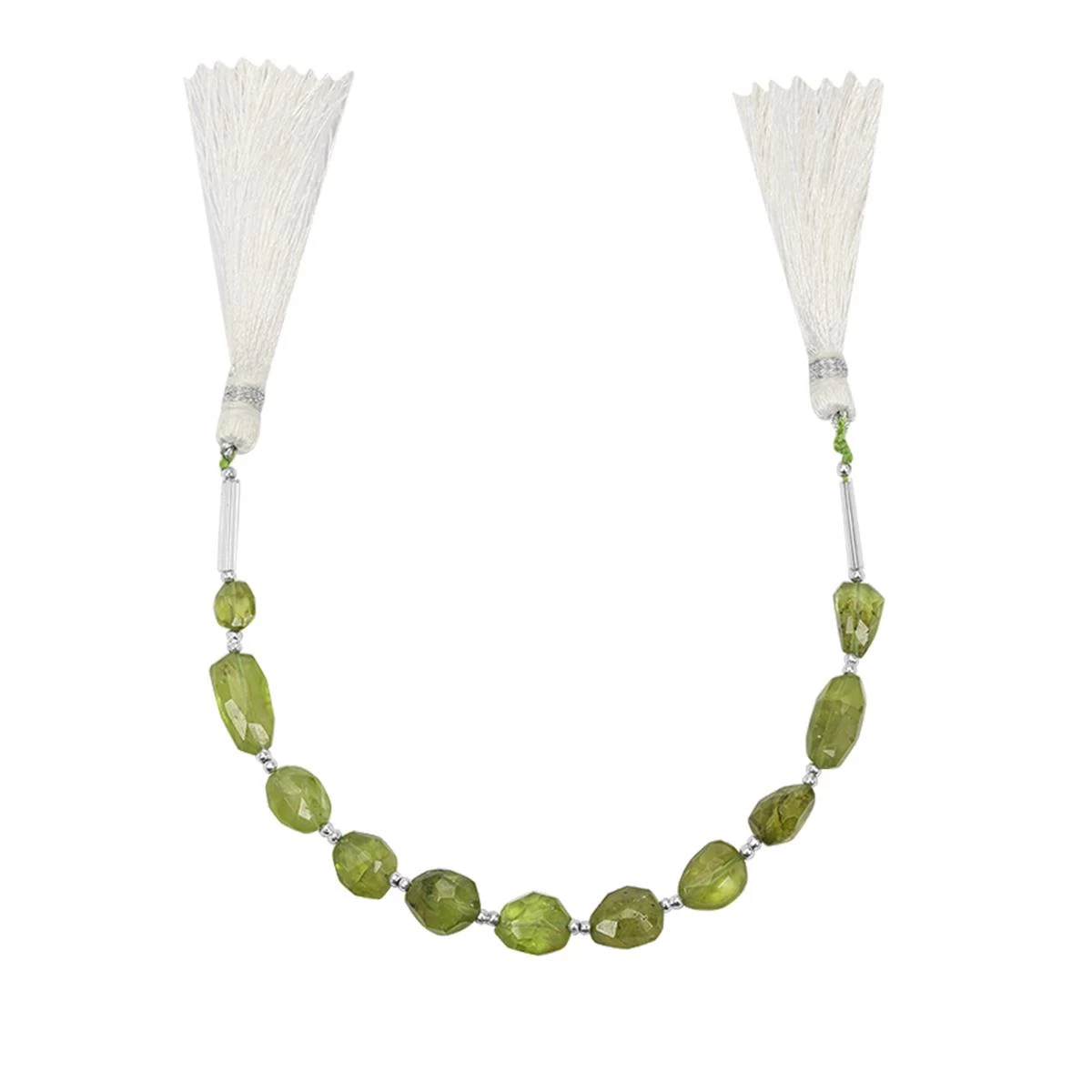 30cts Kashmir Peridot Faceted Tumble Approx 6x5 To 9x8mm, 15cm Strand With Spacers 4 30cts Kashmir Peridot Faceted Tumble Approx 6x5 To 9x8mm, 15cm Strand With Spacers - Image 2