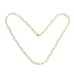 Gold 925 Sterling Silver Hammered Long Link Necklace, 20inch