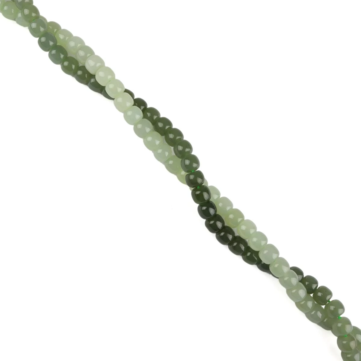 270cts Ombre Green Khotan Mutton Fat Jade Drums, Approx 6mm, 108 Pcs 4 270cts Ombre Green Khotan Mutton Fat Jade Drums, Approx 6mm, 108 Pcs - Image 2