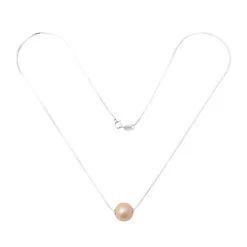 Round Peach Nucleated Pearl Approx. 10mm With 2mm Hole With Sterling Silver Box Chain Approx. 45cm/18 Inch