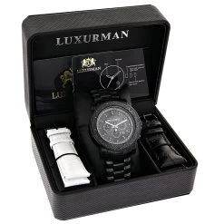 Oversized Luxurman Men's Black Diamond Watch 0.25ct -Fashion Accessories oversized luxurman mens black diamond watch 025ct 4