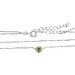 925 Sterling Silver 2 Row Cable Chain Necklace With Peridot Charm 16" + 2" -Fashion Accessories ozvz15 2