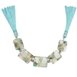 37cts Opal Turquoise Smooth Square Approx 14x10 To 17x12mm Strand With Hematite Spacers -Fashion Accessories pbru12 1