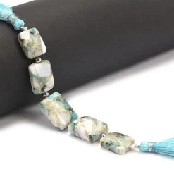 37cts Opal Turquoise Smooth Square Approx 14x10 To 17x12mm Strand With Hematite Spacers -Fashion Accessories pbru12 2