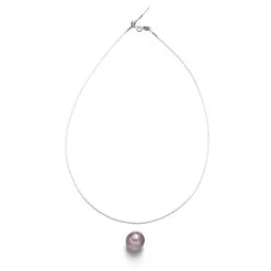 12-14mm Round Pink Nucleated Pearl With 2mm Hole With Sterling Silver Chain 18 Inches