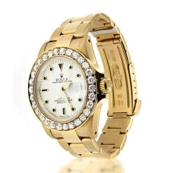 Pre-Owned Rolex Yacht Master Men's Diamond Watch 18K Gold 5.6ct Diamond Bezel -Fashion Accessories pre owned rolex yacht master mens diamond watch 18k gold 56ct bod