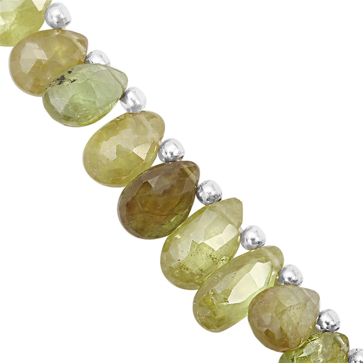 30cts Ambilobe Sphene Faceted Pear Approx 5.5x3.5 To 7x8mm, 14cm Strand With Spacers 3 30cts Ambilobe Sphene Faceted Pear Approx 5.5x3.5 To 7x8mm, 14cm Strand With Spacers