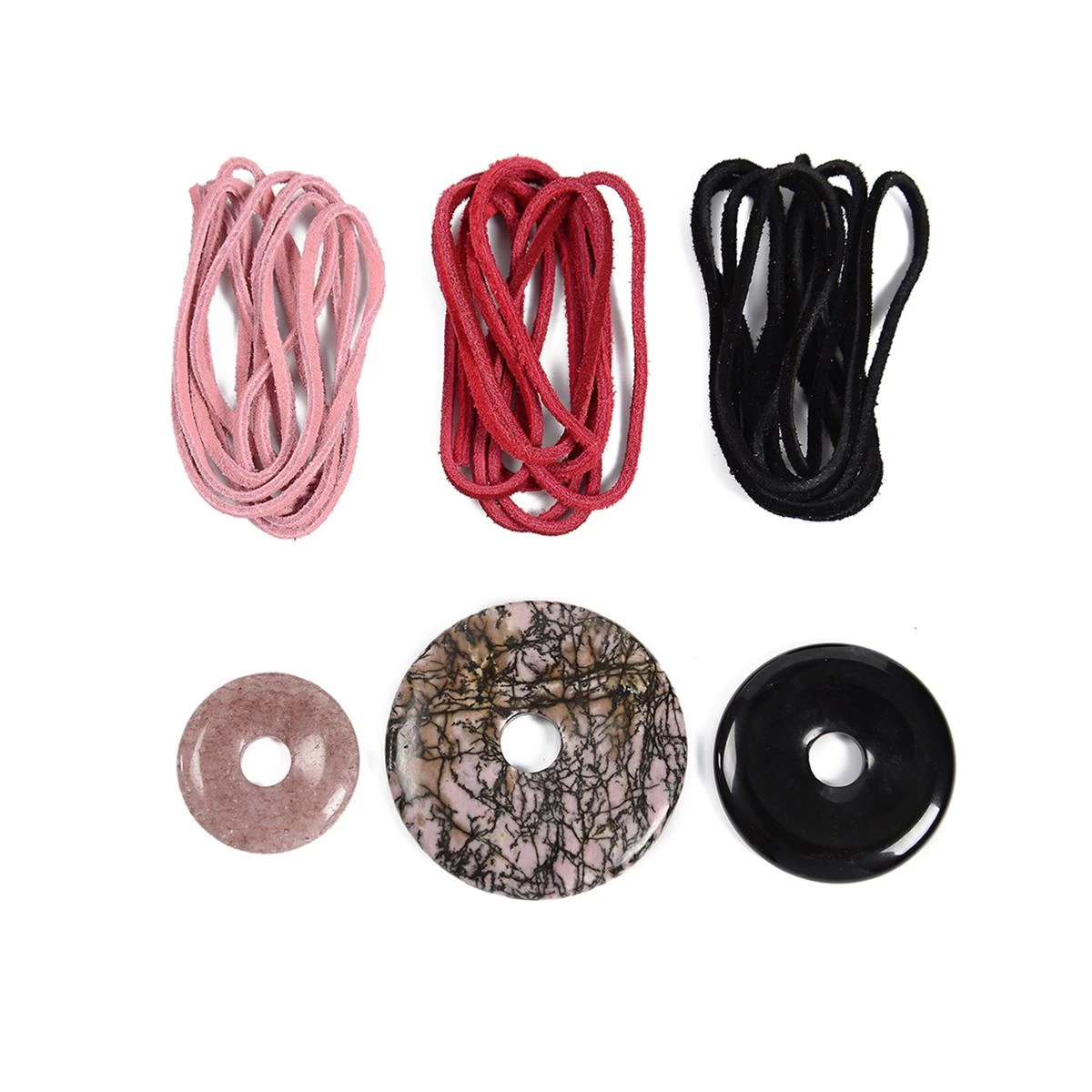 Ruby Tuesday: Ruby Quartz, Black Agate, Rhodonite Donuts & Suede Cords 3 Ruby Tuesday: Ruby Quartz, Black Agate, Rhodonite Donuts & Suede Cords