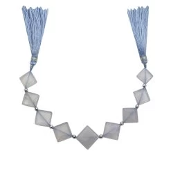 50cts Blue Chalcedony Smooth Square Approx 12 To 17mm, 14cm Strand With Spacers -Fashion Accessories qmru04 1