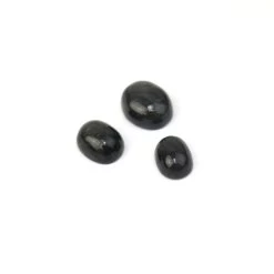 8cts Black Burmese Jade (N) Oval Cabochons 7 To11mm (Set Of 3)