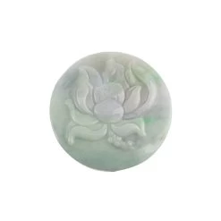 230cts Double-Side Carved Lotus Type A Floating Flower Jadeite Pendant, Approx 50mm, 1pcs
