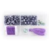 Tanzanite Mala Kit- 200cts Tanzanite Round 5.5-6mm, Larimar Round 8mm & 12mm, 7M Purple Nylon Cord, 50mm Purple Tassel, 1 Plastic Box -Fashion Accessories rhpo18