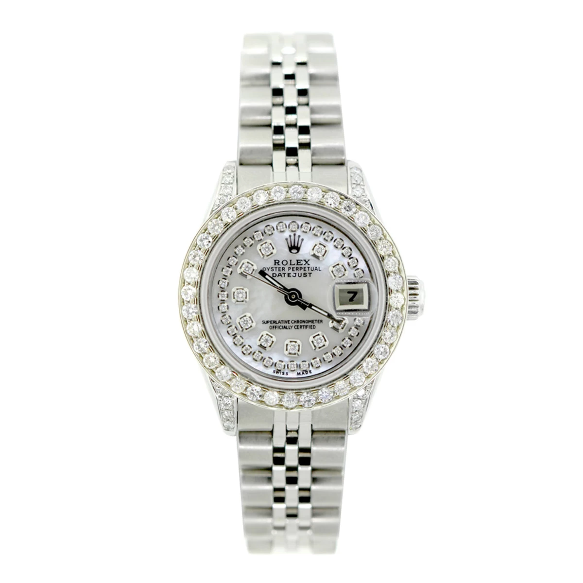 Rolex Datejust Iced Out Diamond Watch For Women 2.2ct Stainless Steel 26mm 3 Rolex Datejust Iced Out Diamond Watch For Women 2.2ct Stainless Steel 26mm
