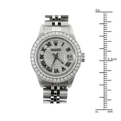 Rolex Datejust Iced Out Diamond Watch For Women Stainless Steel 2.5ct -Fashion Accessories rolex datejust iced out diamond watch for women stainless steel 25ct ruler