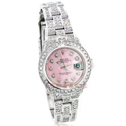 Rolex Datejust Ladies Diamond Watch 12.25ct Pink Face
