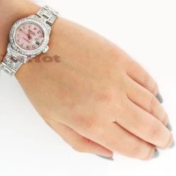 Rolex Datejust Ladies Diamond Watch 12.25ct Pink Face -Fashion Accessories rolex datejust ladies custom diamond watch 1225ct pink face 3