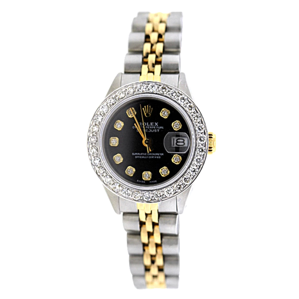 26mm Rolex Datejust Ladies Diamond Bezel Watch 1.5ct Black Dial 3 26mm Rolex Datejust Ladies Diamond Bezel Watch 1.5ct Black Dial